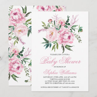 Convites Blush Pink Baby Shower Invitation