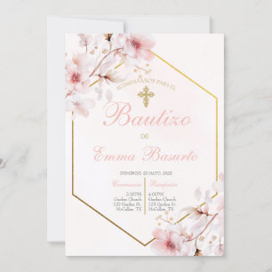 Convites Blush Pink Baptism Girl