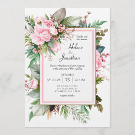 Convites Blush Pink Boho Chic Garden Elegant Wedding