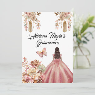 Convites Blush Pink Boho Quinceanera