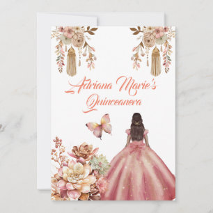 Convites Blush Pink Boho Quinceanera