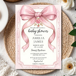 Convites Blush Pink Bow Baby Shower Invitation Editable Ele