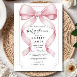 Convites Blush Pink Bow Baby Shower Invitation Editable Ele