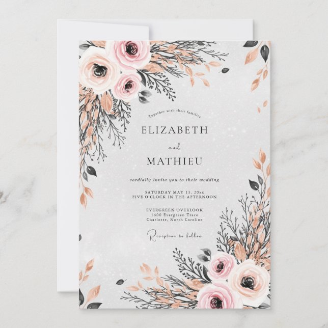 Convites Blush Pink Divine Spring Wedding (Frente)