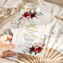 Blush Pink e Burgundy Rosa 80 Aniversário