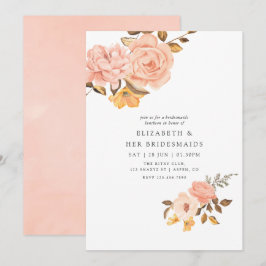 Convites Blush Pink e Dourada Brancas Florais Luncheids