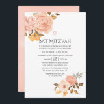 Convites Blush Pink e Dourado Bat Floral Mitzvah<br><div class="desc">Convite para rosas de cor d'água,  cor-de-rosa e dourado bat mitzvah,  projetado para ser rápida e facilmente personalizado de acordo com as especificações do seu evento.</div>