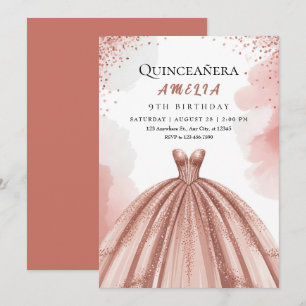 Convites Blush Pink e Rosa Dourado Princesa Aniversário