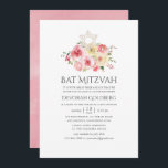 Convites Blush Pink e Yellow Floral Bat Mitzvah<br><div class="desc">Blush Aquarelle Rosas e Peonies amarelos Bat Mitzvah convites em tons pastéis com sotaques verdes projetados para serem rápida e facilmente personalizados de acordo com suas especificidades.</div>