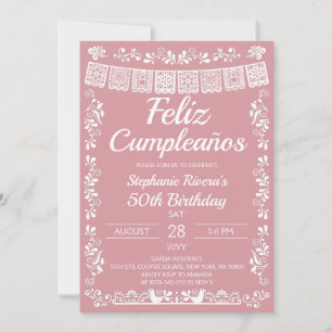Convites Blush Pink Feliz Cumpleaños 50º Aniversário