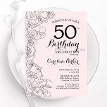 Convites Blush Pink Floral 50ª Festa de aniversário<br><div class="desc">Blush Pink Floral 50th Convite de aniversário. Design minimalista moderno com desenhos botânicos em destaque e letra de script de tipografia. Simples trendy convida cartão perfeito para uma festa de na moda. Pode ser personalizado para qualquer idade. Impressos convites Zazzle ou modelo de impressão digital instantânea para download.</div>