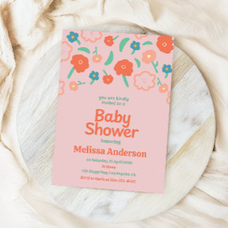 Convites Blush Pink Floral Baby Shower Invitation for Girl