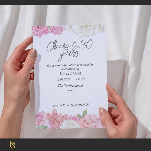 Convites Blush pink floral birthdayInvitation (Criador carregado)