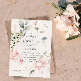 Convites Blush Pink Floral & Eucalyptus Weds B