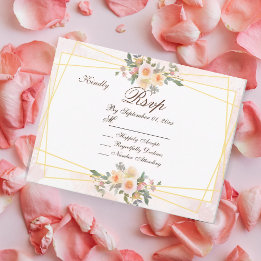 Convites Blush Pink Floral Geometric Wedding RSVP Card