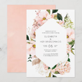 Convites Blush Pink Floral Hydrangeas Bridesmaids Luncheid