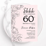 Convites Blush Pink Floral Surpresa 60º Aniversário<br><div class="desc">Esmague o 60º convite de aniversário,  rosa e preto. A design feminina moderna apresenta sotaques botânicos e fontes de script de tipografia. O cartão de convite floral elegante é perfeito para uma festa surpresa na moda. Impressos convites Zazzle ou modelo de impressão digital instantânea para download.</div>