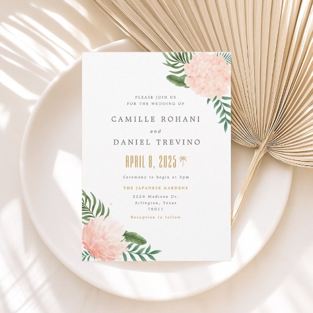 Convites Blush Pink Floral Wedding Invitation with Elegant  (Criador carregado)