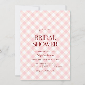 Convites Blush Pink Gingham | PRIMAVERA CHÁ DE PANELA