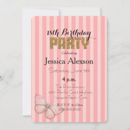Convites Blush Pink Gold Confetti Glitter 18th Birthday