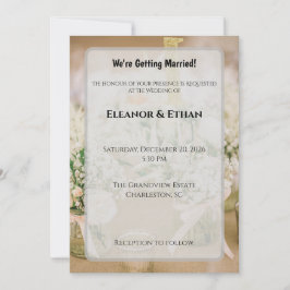 Convites Blush Pink & Gold Glitter Rustic Elegant Wedding I