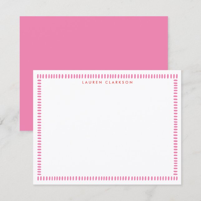 Convites Blush Pink Hand Painted Stripe Border Note card (Frente/Verso)