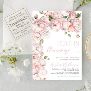 Convites Blush Pink Love é um Chá de panela Floral brilhant