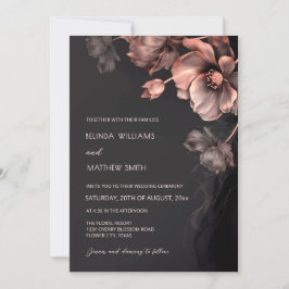 Convites Blush Pink Metallic 3 D Flowers Wedding Invitation