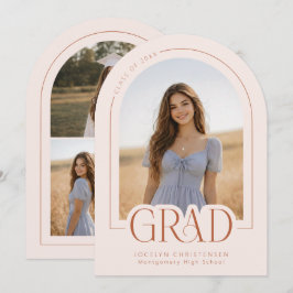 Convites Blush Pink Modern 5 Photo Graduation Announcement