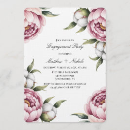 Convites Blush Pink Peony and Cotton Engagement Party