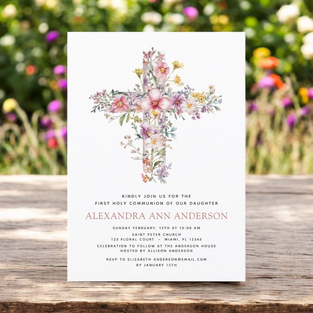 Convites Blush Pink Primeiro Rosa Greenerescente de Comunhã (Criador carregado)