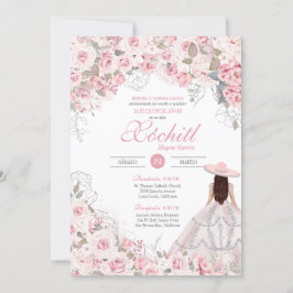 Convites Blush Pink Rosa Blossom Charro Quinceanera