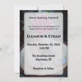 Convites Blush Pink Rose Bouquet Rustic Wedding Invite