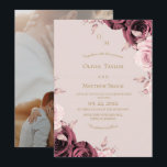 Convites Blush Pink Rose Floral Wedding<br><div class="desc">Modern stylish wedding invitation pink roses with gold dust on with a gold ink pour effect and modern calligraphy. Classy and elegant,  simple and modern invitation.</div>