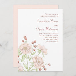 Convites Blush Pink Rose Wedding Modern