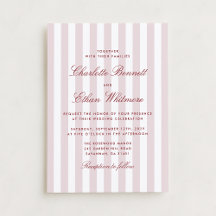 Blush Pink Stripes com Red Script Modern Wedds