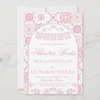 Convites Blush Pink Talavera Papel Picado Spanish Wedding