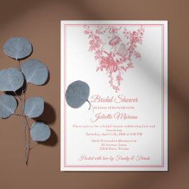 Convites Blush Pink Toile de Jouy Bridal Shower Invitation