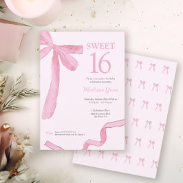 Convites Blush Pink trendy Bow Ribbon Coquette Sweet 16 