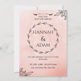 Convites Blush Pink Watercolor Wreath Wedding Invitation