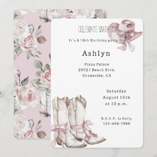 Convites Blush Pink White Cowgirl Boots Hábito