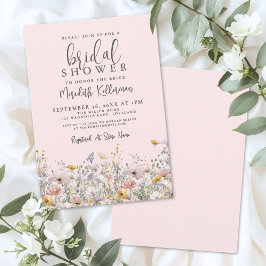 Convites Blush Pink Wildflower Bridal Shower