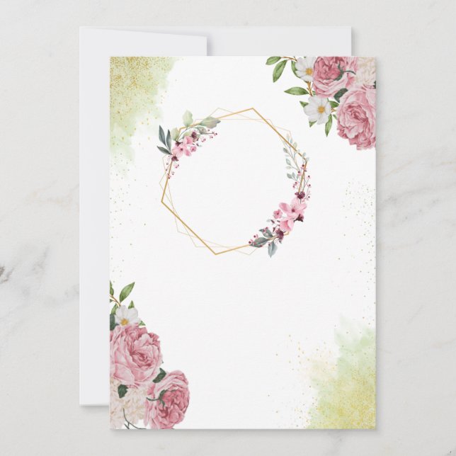 Convites Blush Romance: Casamento Elegante Rosa Rosa (Frente)