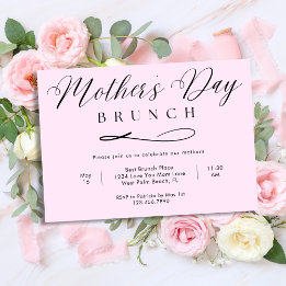Convites Blush Rosa Chic Simples Roteiro Brunch do Dia das 