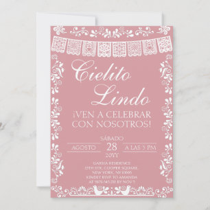 Convites Blush Rosa Cielito Lindo Festa Mexicana