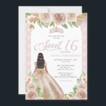 Convites Blush Rosa Dourado Floral Princesa Tiara Sweet 16<br><div class="desc">Blush Rosa Dourado Floral Princesa Tiara Sweet 16 Convite</div>