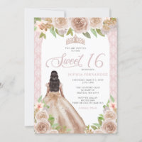 Blush Rosa Dourado Floral Princesa Tiara Sweet 16