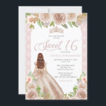 Convites Blush Rosa Dourado Floral Princesa Tiara Sweet 16<br><div class="desc">Blush Rosa Dourado Floral Princesa Tiara Sweet 16 Convite</div>