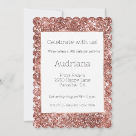 Convites Blush Rosa Dourado Glitter Glitz 16º Aniversário