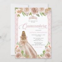 Blush Rosa Dourado Princesa Floral Tiara Quinceañe